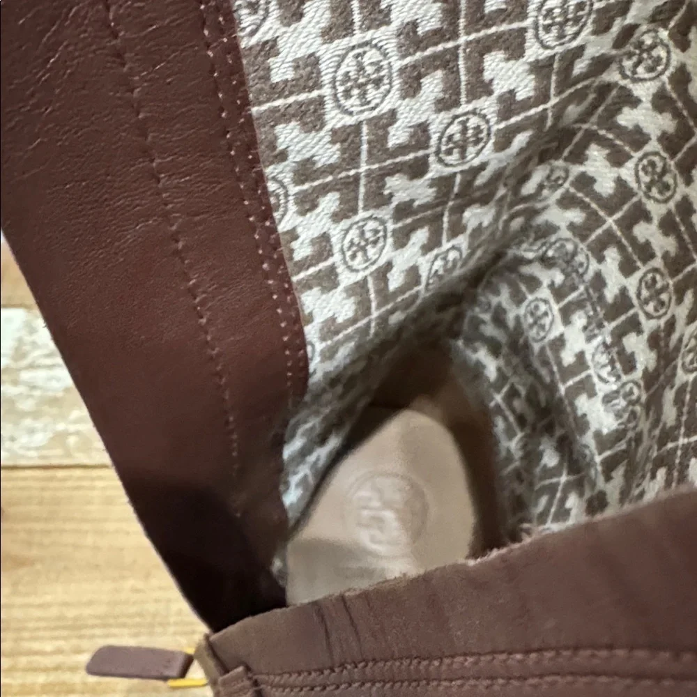 Tory Burch Everly Leather Riding Boots Size 6.5 Brown